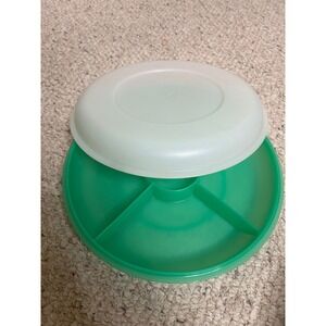 Tupperware Vintage Green Plastic Divided Serving Tray  Party Snack Dish‎ 10"